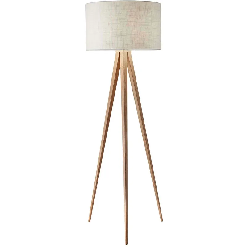 Director 60 inch 150.00 watt Natural Wood Floor Lamp Portable Light