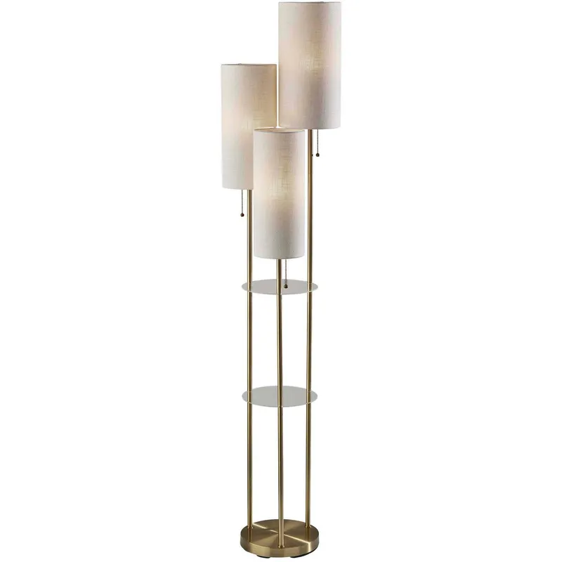 Trio 68 inch 120.00 watt Antique Brass Shelf Floor Lamp Portable Light