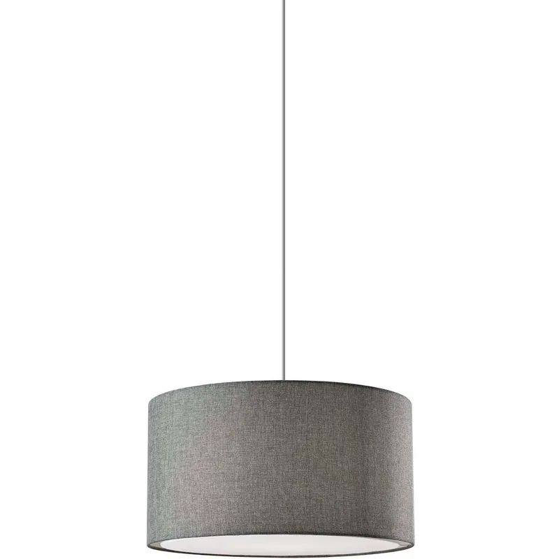 Harvest 1 Light 20 inch Grey Textured Fabric Drum Pendant Ceiling Light, Large