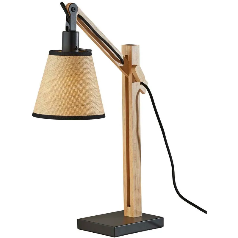 Walden 19 inch 60.00 watt Black Metal and Natural Wood Table Lamp Portable Light