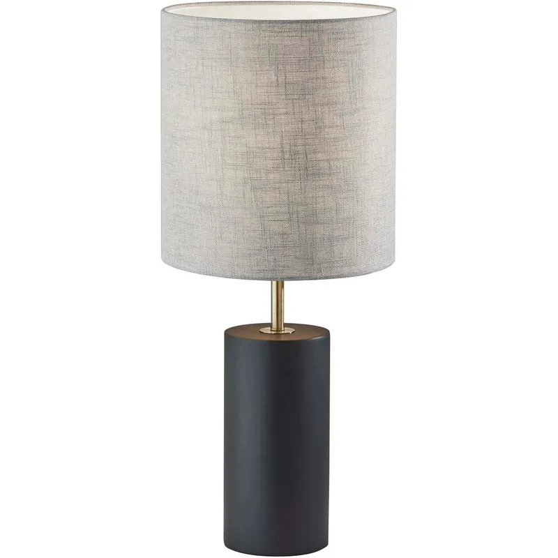 Dean 31 inch 100.00 watt Black Poplar Wood with Antique Brass Accent Table Lamp Portable Light