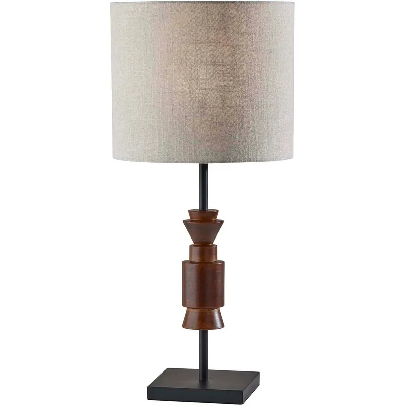 Elton 28 inch 60 watt Black and Walnut Rubber Wood Table Lamp Portable Light