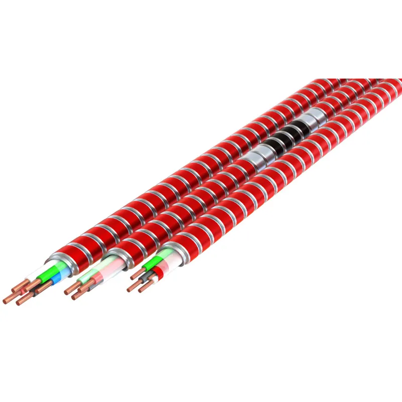 MC Glide Fire Alarm Cable, 14-2 BK WE GN FACC MC/FPLP RED STEEL ARMOR