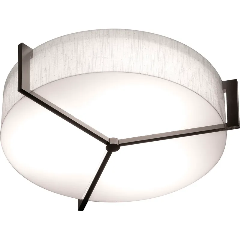 Apex 1 Light 17 inch Espresso Flush Mount Ceiling Light in Linen White