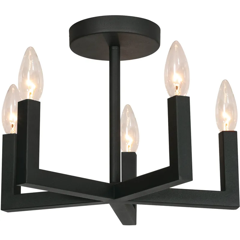 Grace 5 Light 14 inch Black Semi Flush Mount Ceiling Light