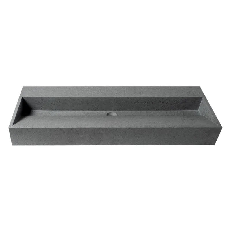 ALFI ABCO48TR Rectangular Concrete Semi-Recessed Bathroom Ramp Sink
