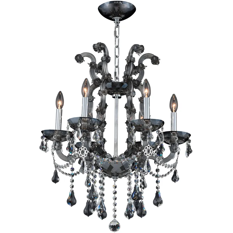 Brahms 6 Light 22 inch Chrome Chandelier Ceiling Light in Firenze Clear
