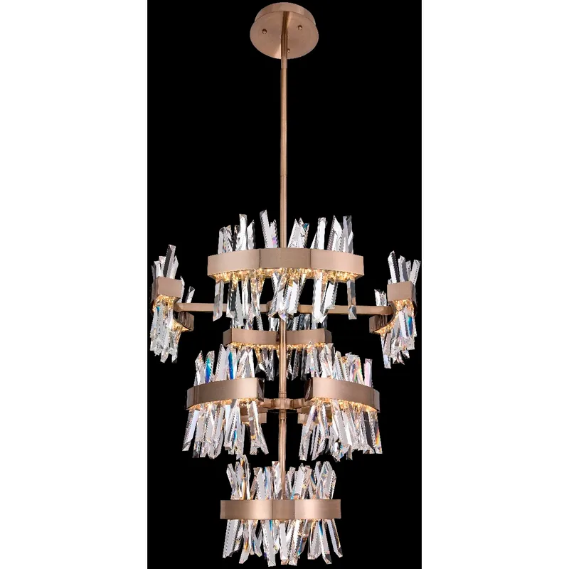 Glacier LED 36 inch Brushed Champagne Gold Foyer Pendant Ceiling Light