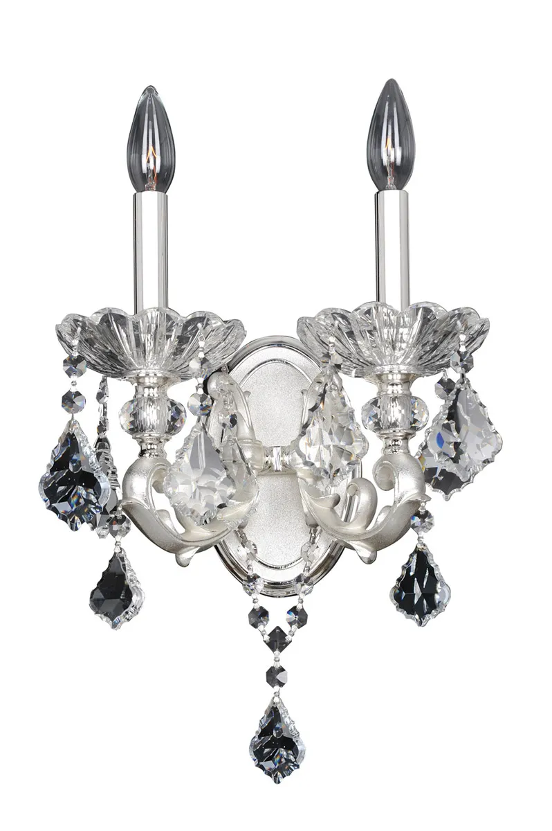 Praetorius 2 Light 10.5 inch Two-Tone Silver Wall Bracket Wall Light