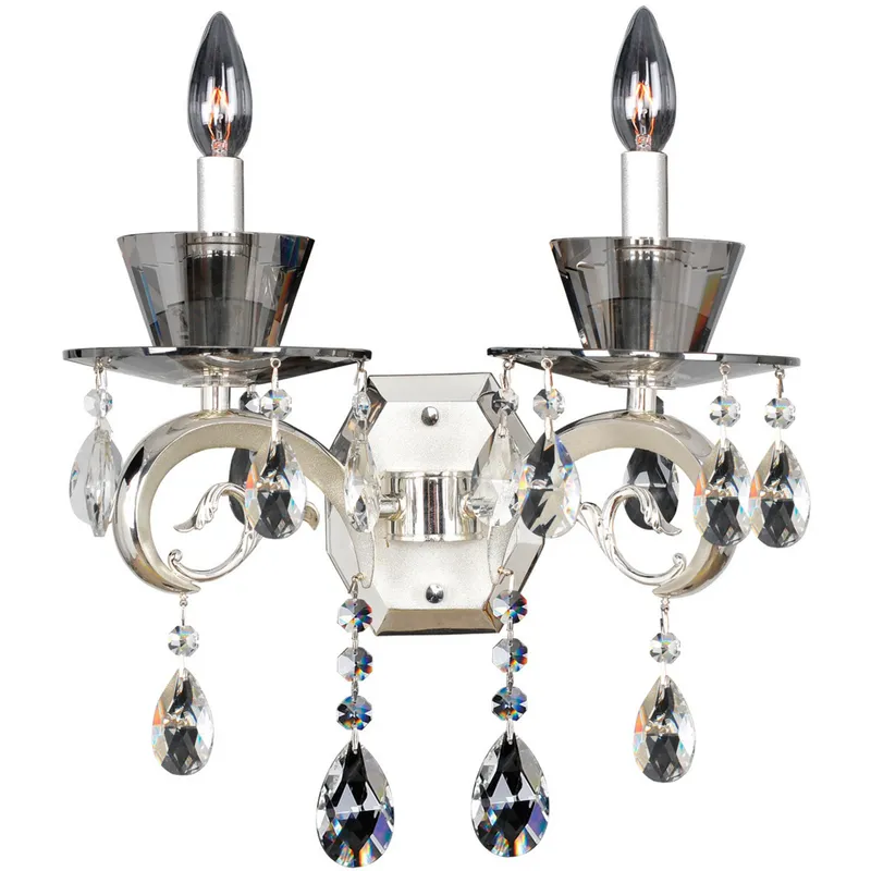 Locatelli 2 Light 13.5 inch Two Tone Silver Wall Sconce Wall Light in Firenze Clear