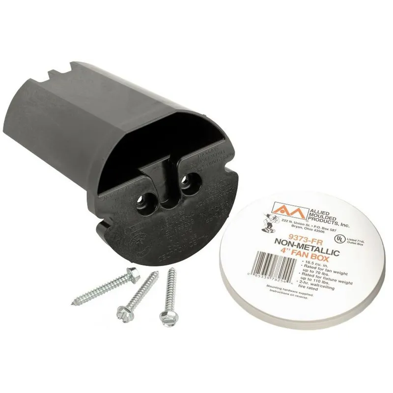 4" Ceiling Fan Box, Saddle Type, Depth: 1/2", Non-Metallic