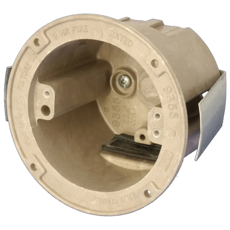 3.5" dia. round fixture support box for use with nonmetallic sheathed cable