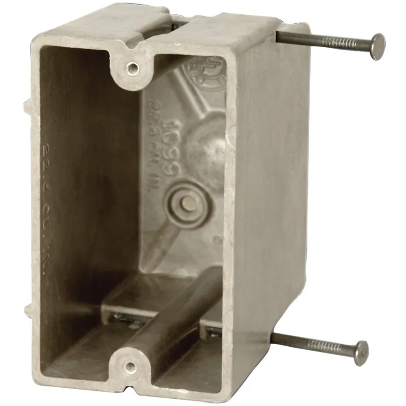 Switch/Outlet Box, 1-Gang, Depth: 3-1/4", Nail-On, Non-Metallic