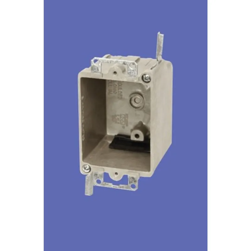 Switch/Outlet Box, 1-Gang, Depth: 2-1/2", Ear Brackets, Non-Metallic