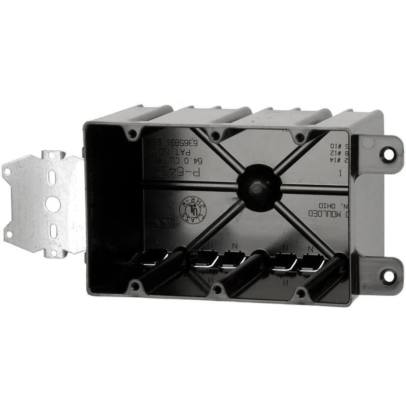 Switch/Outlet Box With Bracket, 3 Gang, New Work, 3-9/16" Deep, Polycarbonate