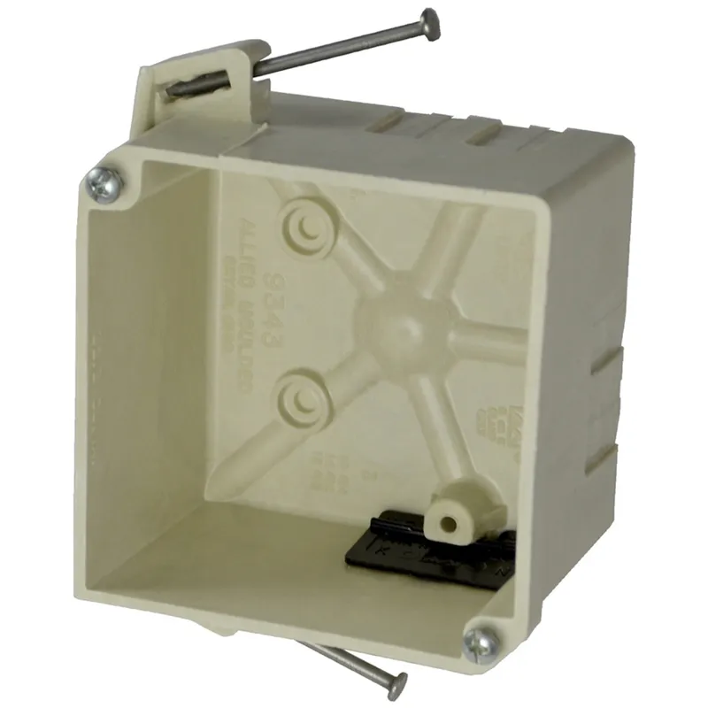 Switch/Outlet Box, 1-Gang, Depth: 2-1/2", Nail-On, Non-Metallic
