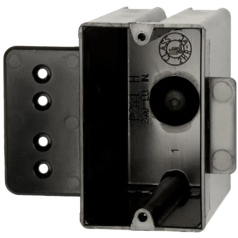 Switch Box With Bracket, 1 Gang, 3-9/16" Deep, PVC, Black
