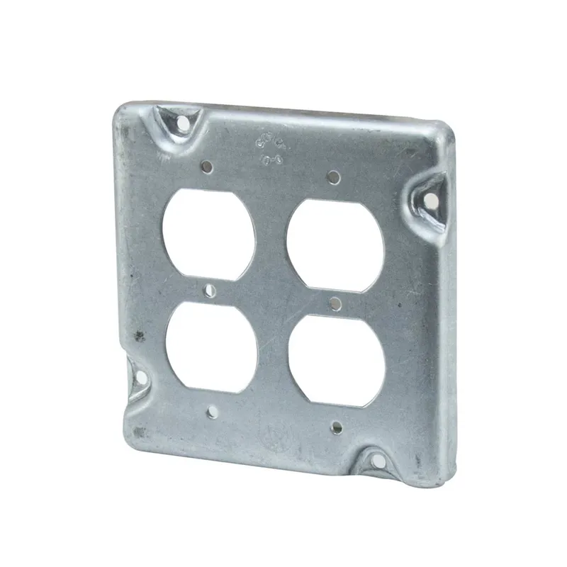 4-11/16" Square Exposed Work Cover, (2) Duplex Receptacle