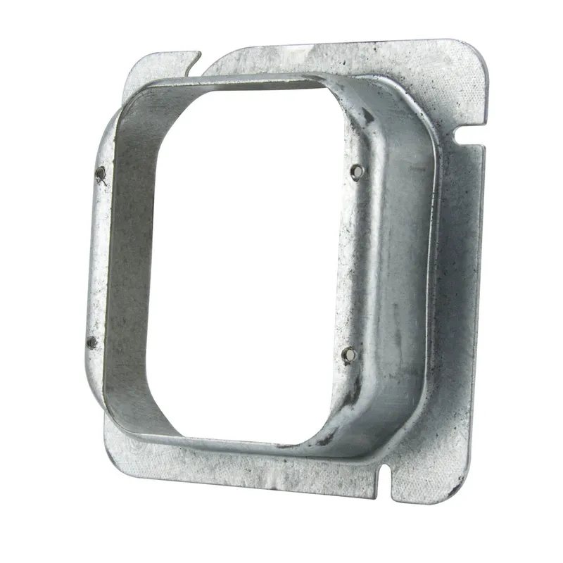 4-11/16" Square Cover, 2-Device, Mud Ring, 1-1/4" Raised, Drawn