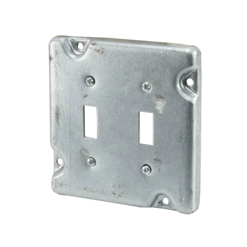 4-11/16" Square Exposed Work Cover, (2) Toggle Switches