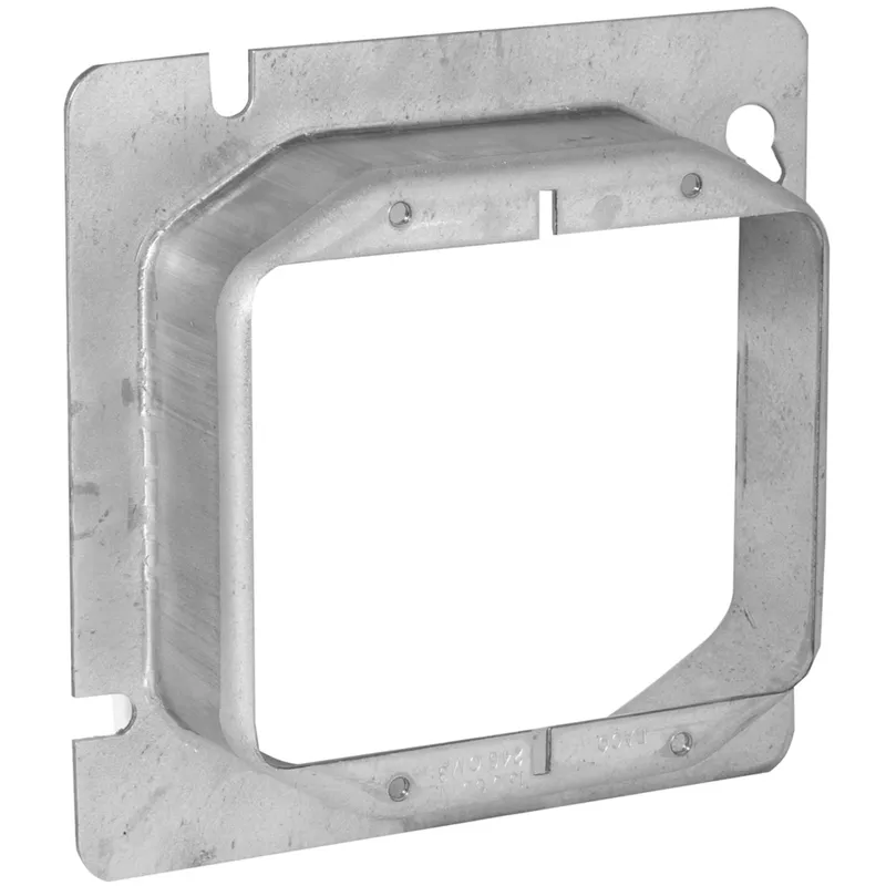 4-11/16" Square Cover, 2-Device, Mud Ring, 5/8" Raised, Drawn