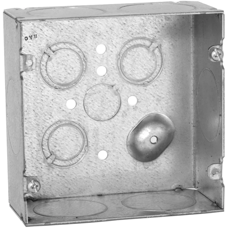 4-11/16" Square Box, Welded, Metallic, 2-1/8" Deep