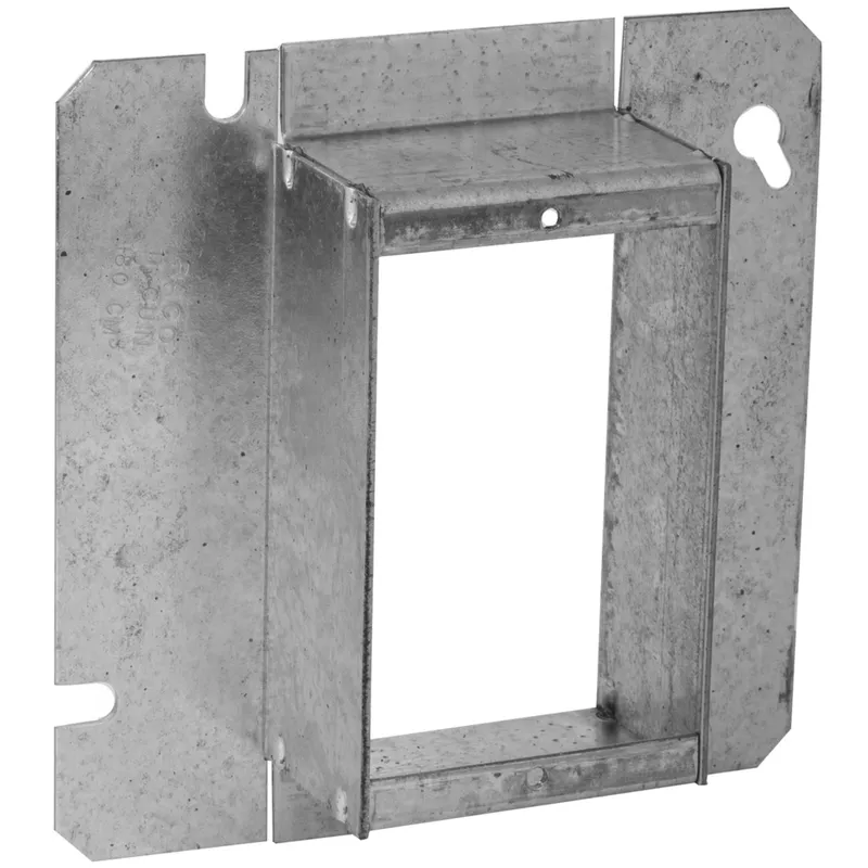 4" Square Cover, 1-Device, Mud Ring, 1-1/2" Raised, Welded, Metallic