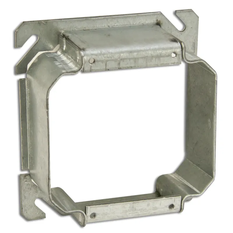 4" Square Cover, 2-Device, Mud Ring, 2" Raised, Welded, Metallic
