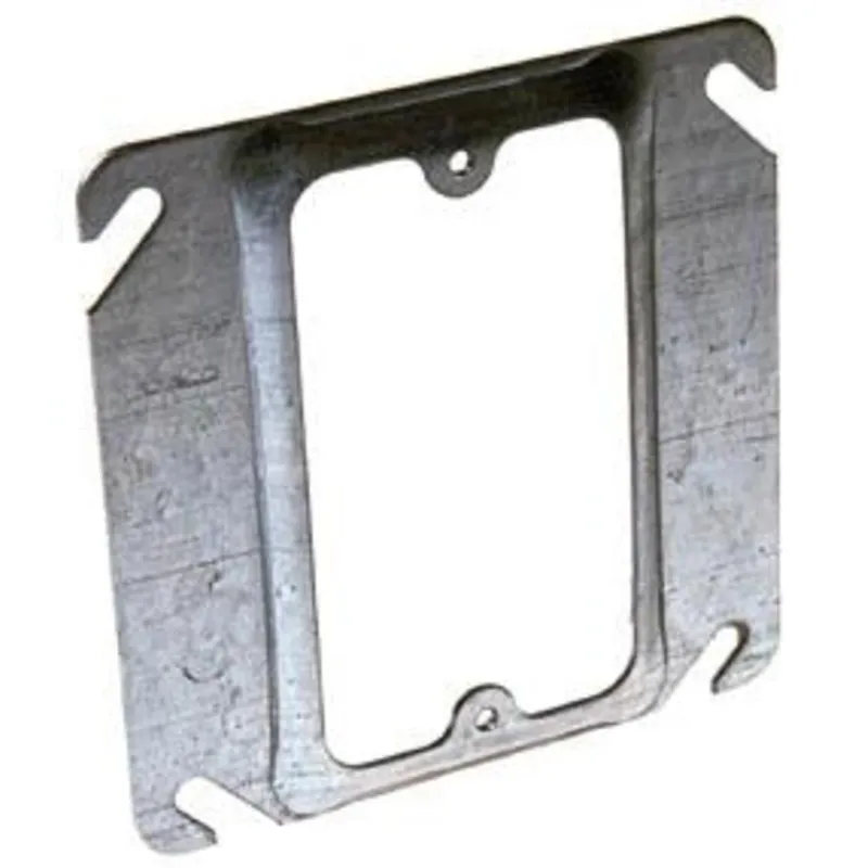 4" Square Cover, 1-Device, Mud Ring, 1/2" Raised, Drawn, Metallic