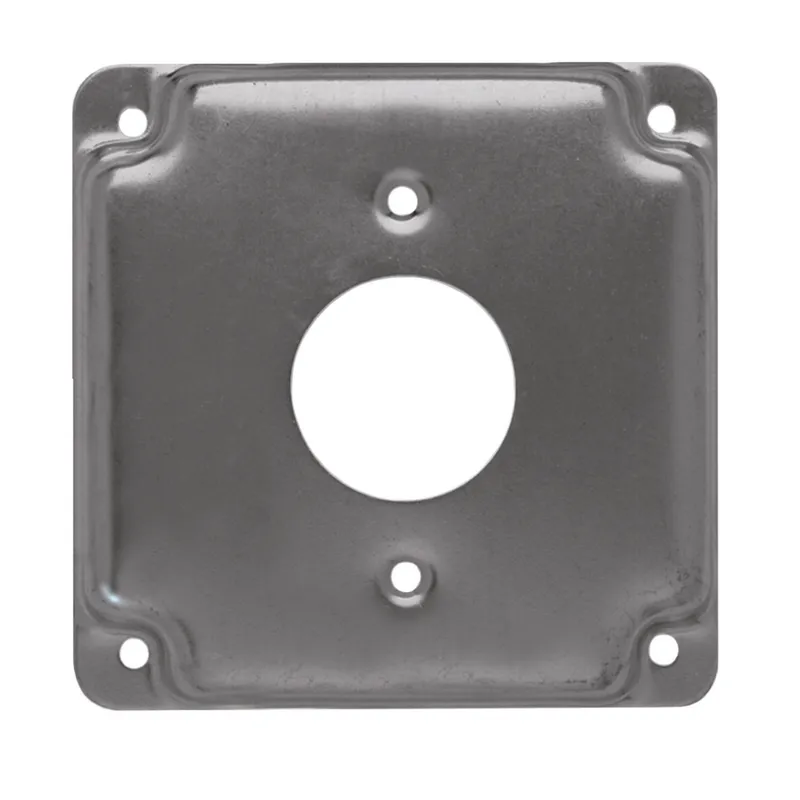 4" Square Exposed Work Cover, (1) Single Receptacle, 1/2" Raised