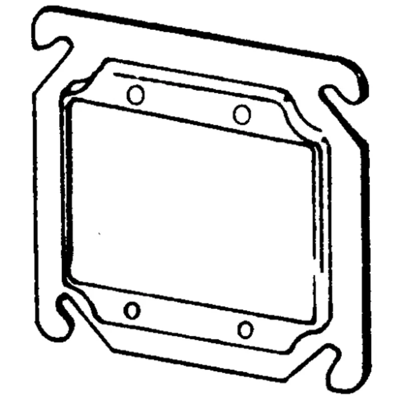 4" Square Cover, 2-Device, Mud Ring, 1/4" Raised, Drawn, Metallic