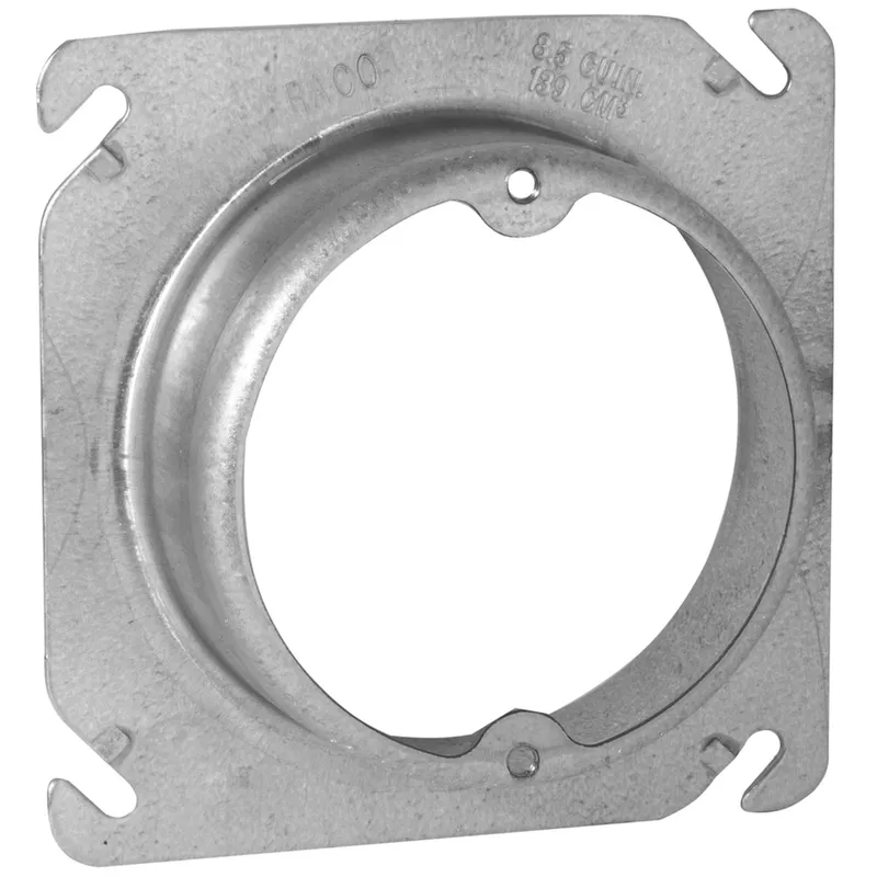 4" Square, Fixture Cover, Mud Ring, 5/8" Raised, Steel