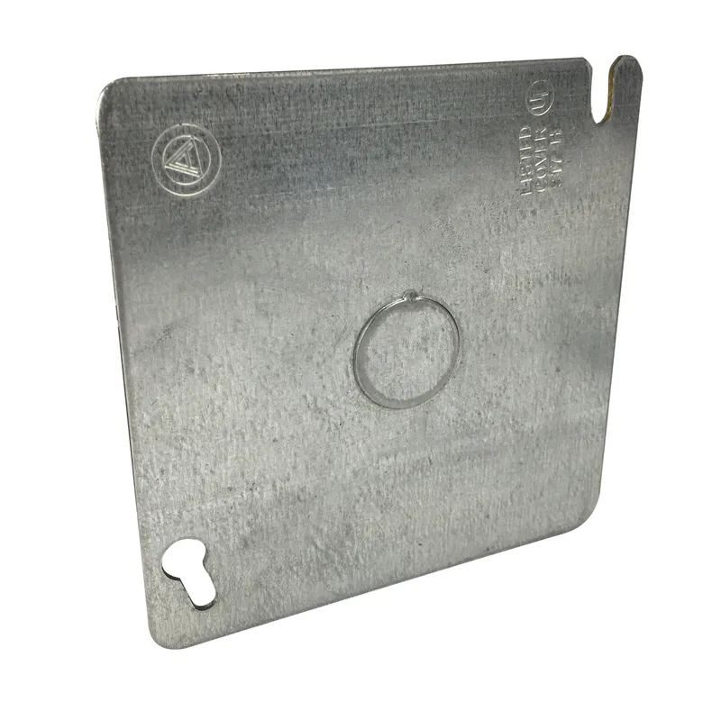 4" Square Cover, Flat, 1/2" Knockout in Center