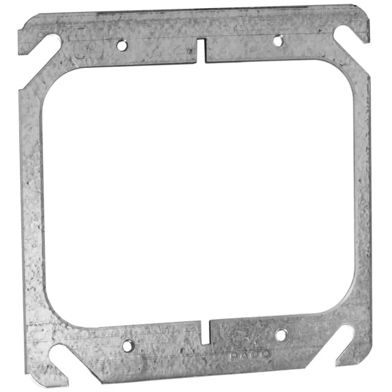 4" Square Cover, 2-Device, Mud Ring, No Raised, Drawn, Metallic