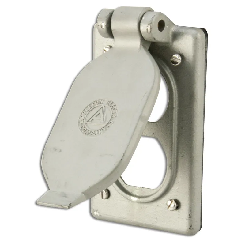 Duplex Receptacle Cover, 1-Gang, Malleable Iron