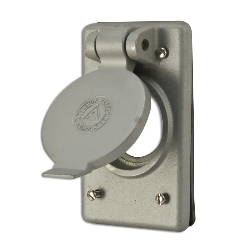 Flush Receptacle Cover, 1-Gang, Malleable Iron