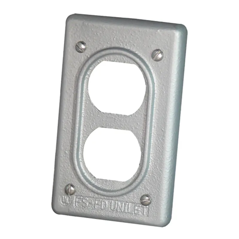 Duplex Receptacle Cover, 1-Gang, Malleable Iron