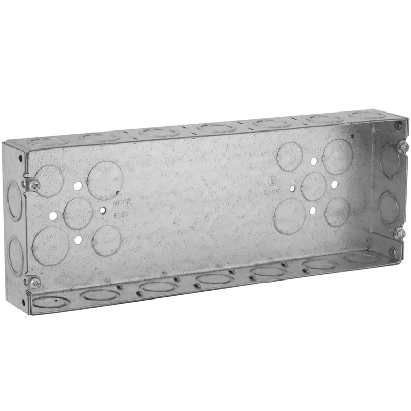 Gang Box, 5-Gang, 1-5/8" Deep, 1/2" & 3/4" KOs, Welded, Metallic