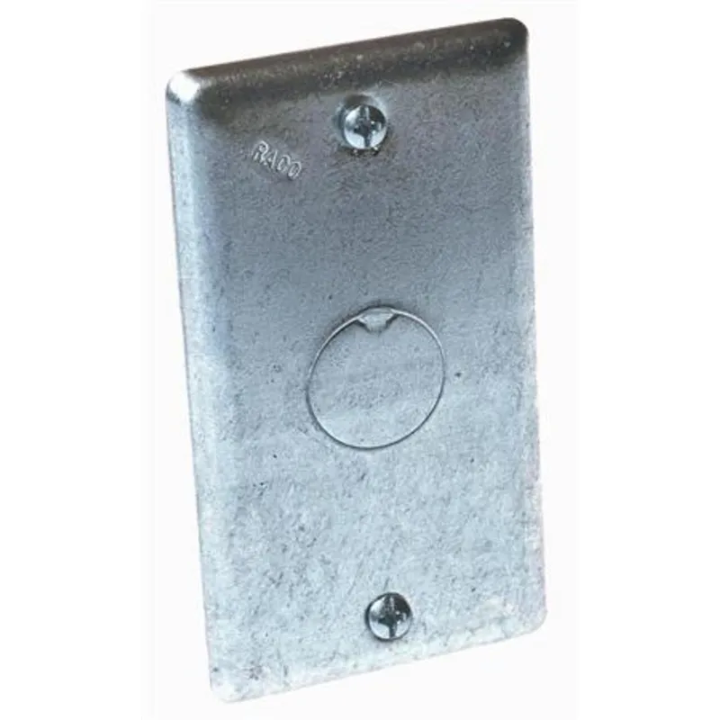 Handy Box Cover,Blank Type, Drawn, 1/2" Knockout, Steel