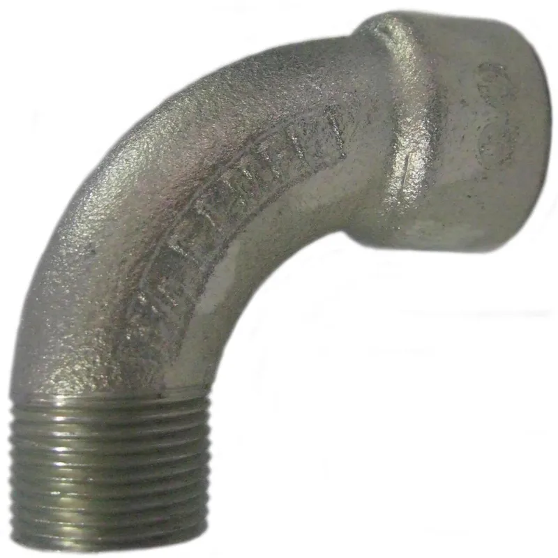 Rigid Elbow, 3/4", Long, Male to Female, 90°, Malleable Iron