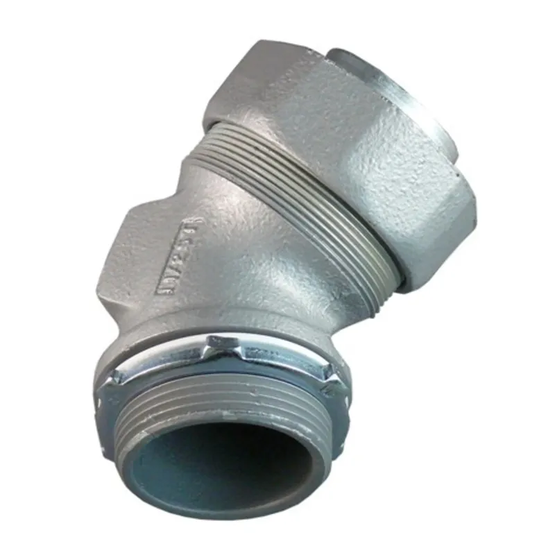 Liquidtight Connector, 2", 45°, Malleable Iron