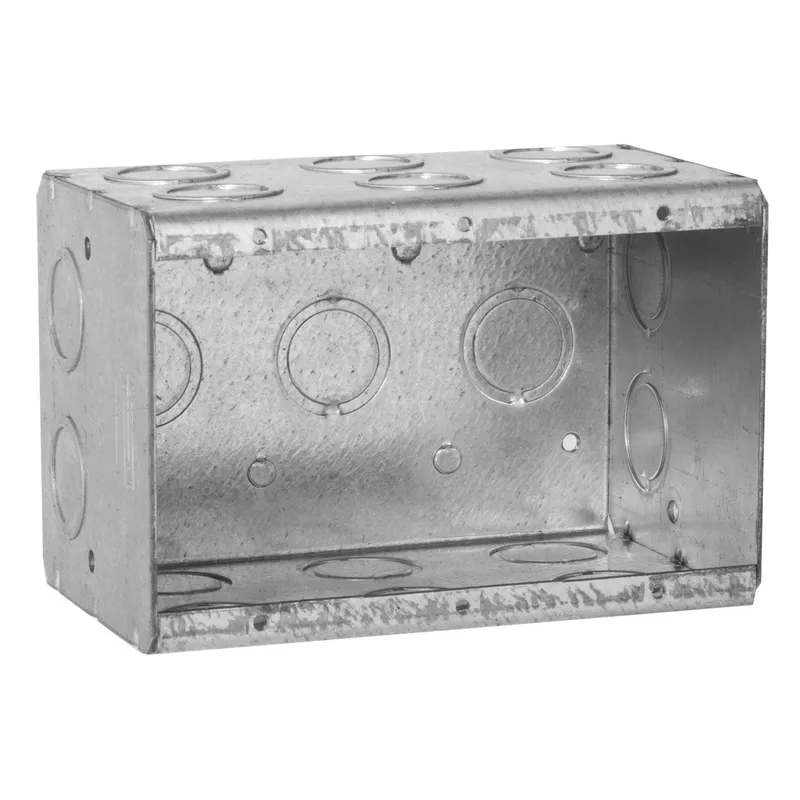 Masonry Box, 3-Gang, 3-1/2" Deep, 1/2 " & 3/4" KOs, Metallic