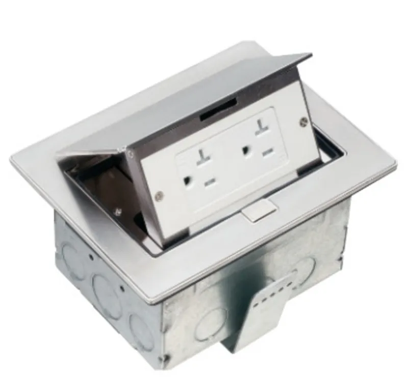 Countertop Box, Pop-Up Type, 20A Duplex Receptacle, Stainless Steel