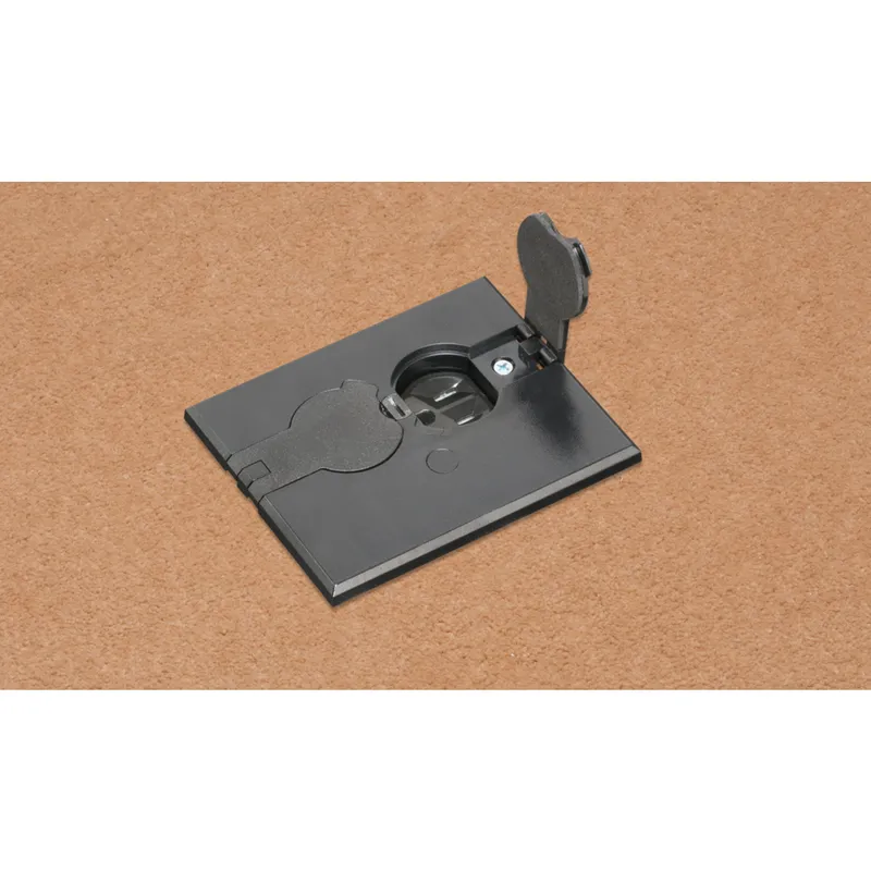Rectangular Floor Box Assembly, Adjustable, Depth: 4", Non-Metallic