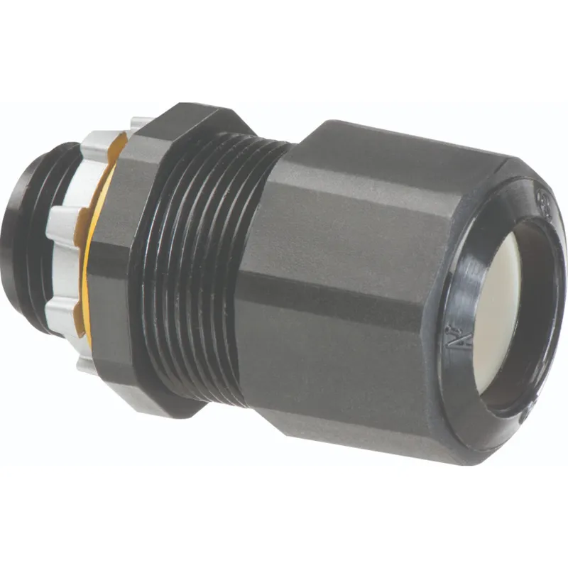 Cord Connector, 3/4", Straight Male, Low-Profile, Non-Metallic.