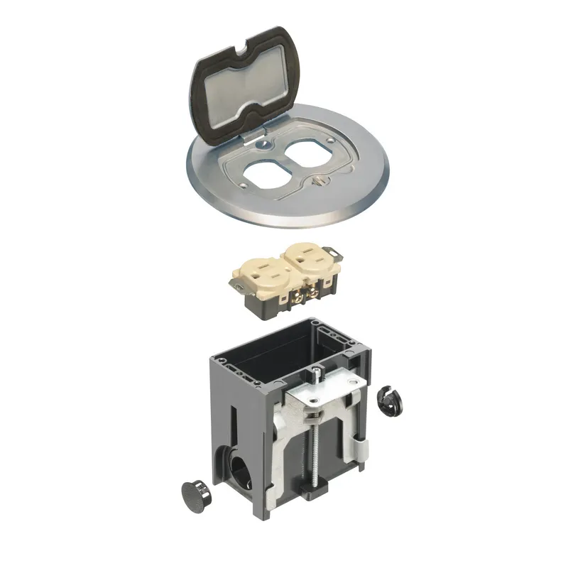 Round Cover Metallic Adjustable Floor Box, Nickel