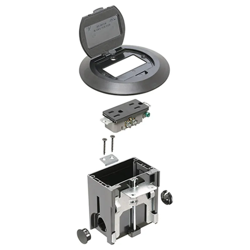 Non Metallic Adjustable Floor Box, Black
