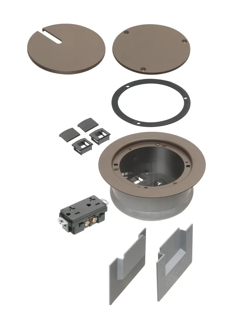 Recessed Cover Kit For 5.5 Inch Concrete Floor Box, Brown