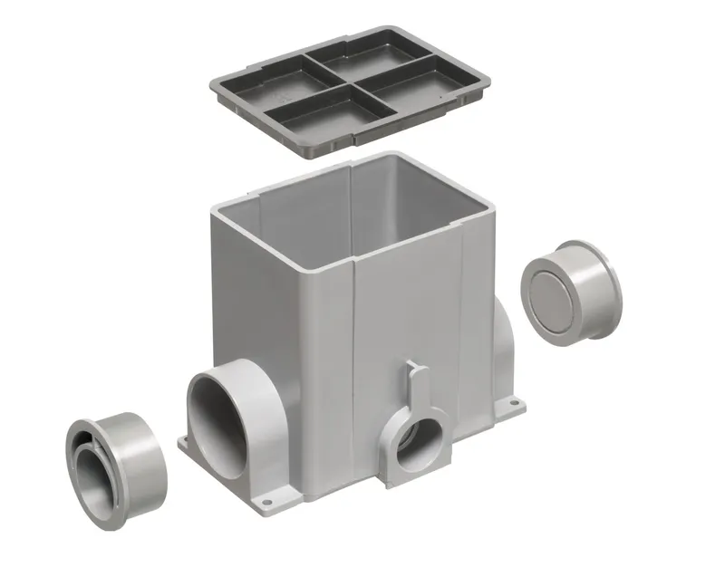 Rectangular NM Single Gang Floor Box, Gray