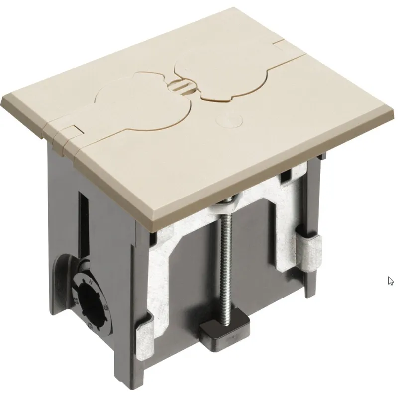 Floor Box Assembly, Includes Duplex Receptacle, Almond Floor Plate